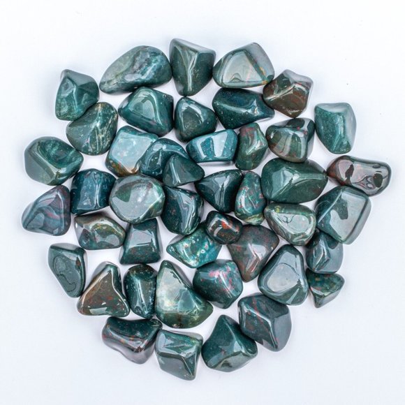 1 lb Tumbled Bloodstone Heliotrope Gemstone Crystals 60-80 Stones Bulk Gems Rock